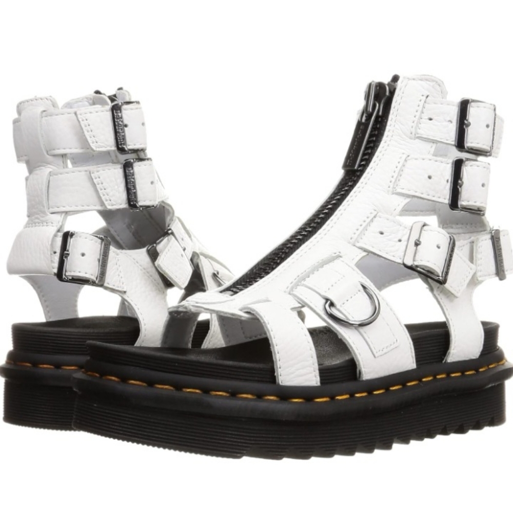 Dr.Martens Olson Gladiator Platform Buckle Detail Zip Leather Sandals Size 10